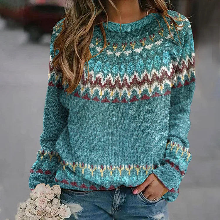 REGINA | RETRO PULLOVER MIT WELLENMUSTER