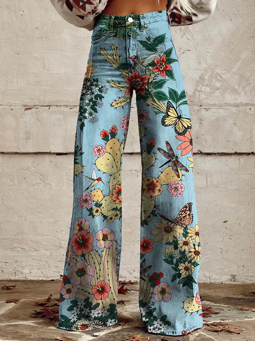 VERA BLAUER WALD BREIT GESCHNITTETE HOSE