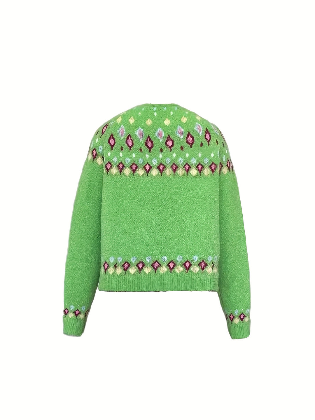 Geneva – Damen V-Ausschnitt-Cardigan mit geometrischem Fair-Isle-Muster