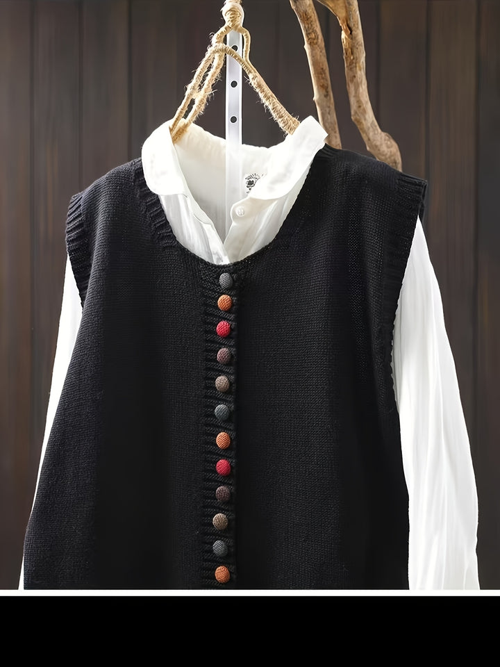Gianna – Farbiger Knopf-Strickwesten-Style