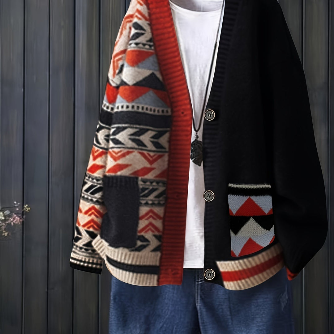Viola – Stylischer V-Ausschnitt-Cardigan mit Muster