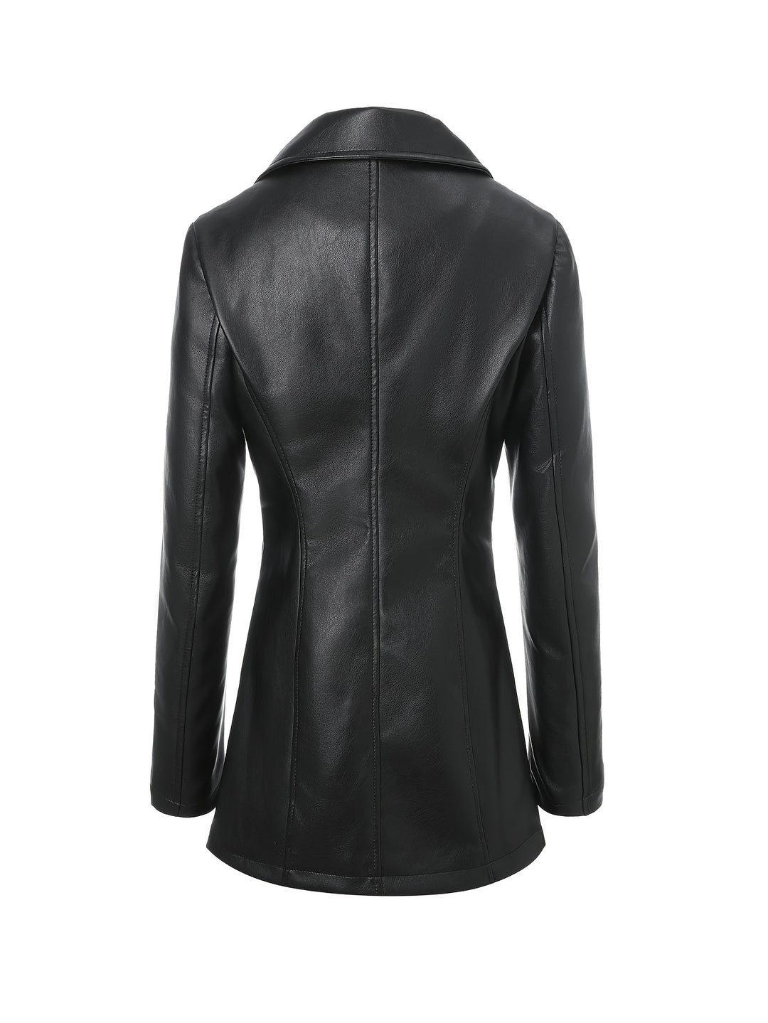 Atara – Eleganter PU-Veganer Ledermantel mit Revers & A-Linien-Schnitt