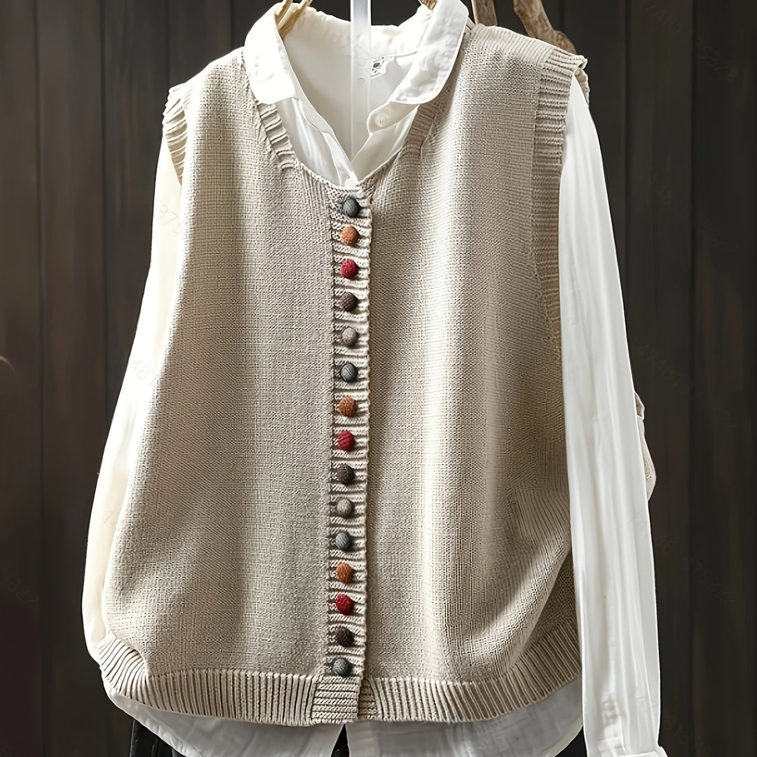 Gianna – Farbiger Knopf-Strickwesten-Style