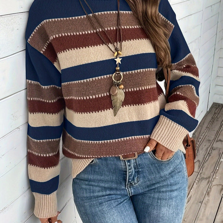 Luana | Farbblock Crew-Sweater mit Rundhalsausschnitt für Herbst & Winter