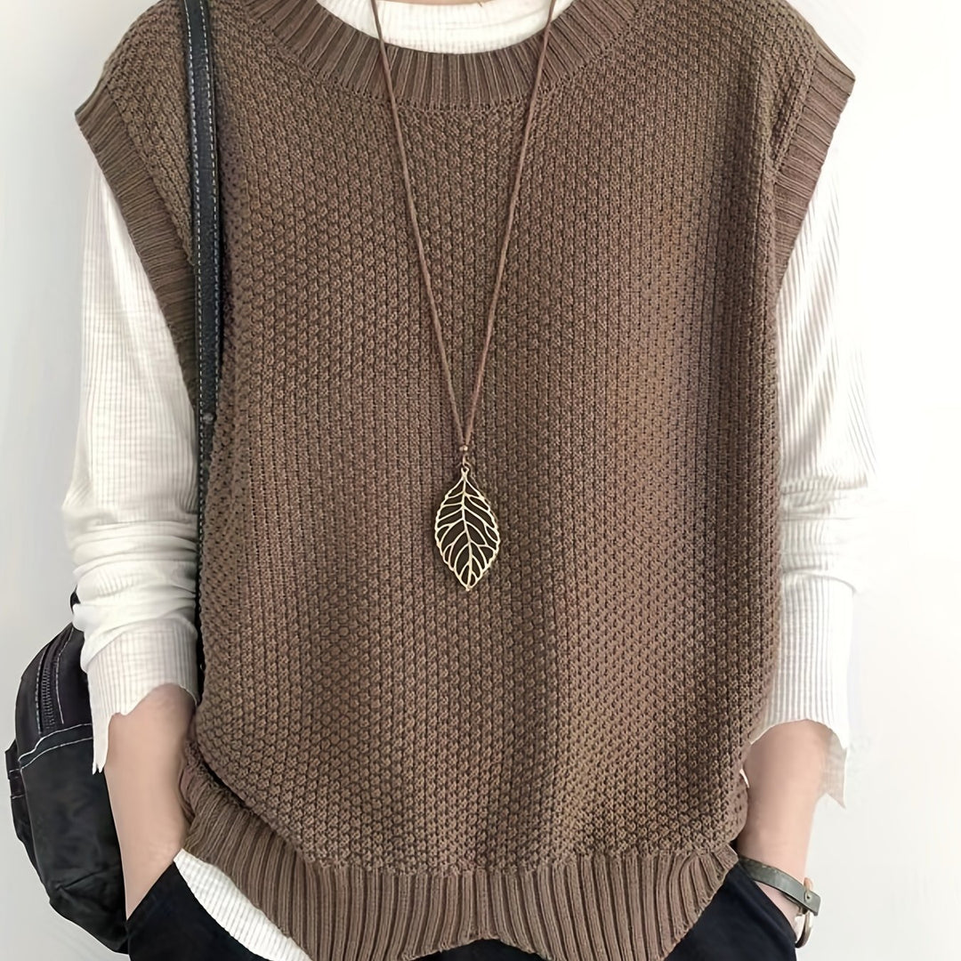 Leyla – Ärmellose Strickweste mit Rundhalsausschnitt