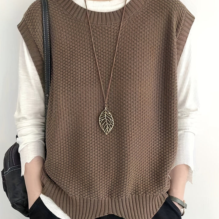 Leyla – Ärmellose Strickweste mit Rundhalsausschnitt