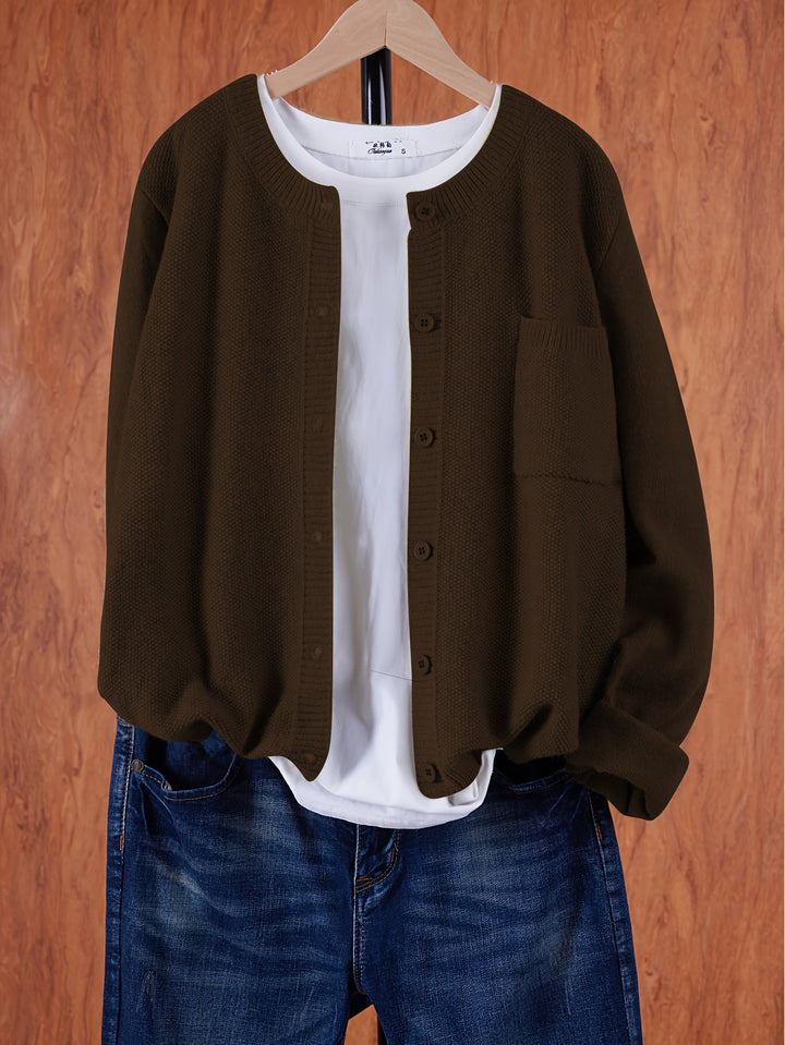 Anja – Lockerer Cardigan mit Knopfleiste & Taschen