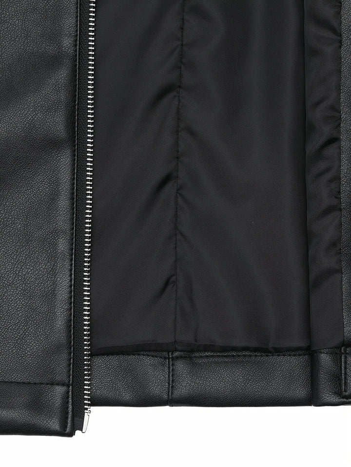 Waverly – Lässige PU-Veganer Lederjacke mit quadratischem Ausschnitt & Taillengürtel