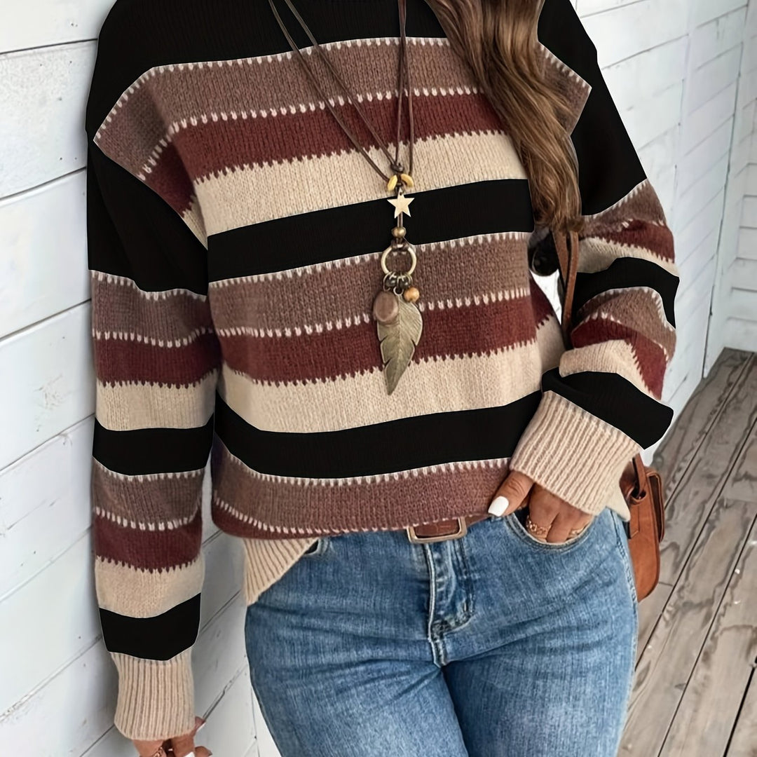 Luana | Farbblock Crew-Sweater mit Rundhalsausschnitt für Herbst & Winter