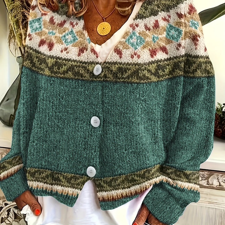 Liezel – Damen Color-Block-Cardigan mit gestreiftem Design