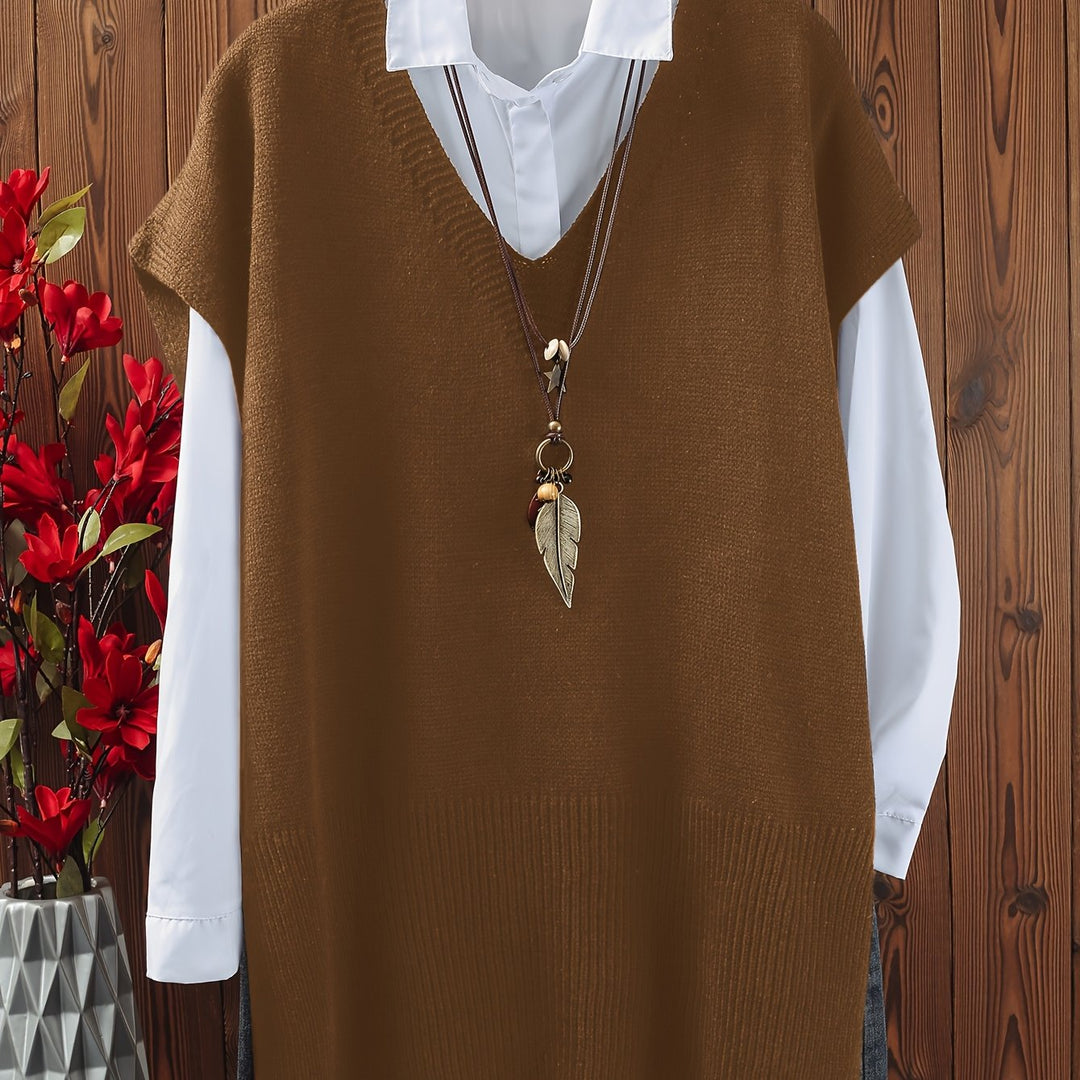 Eliana – Plus Size Top mit V-Ausschnitt & Schlitzsaum