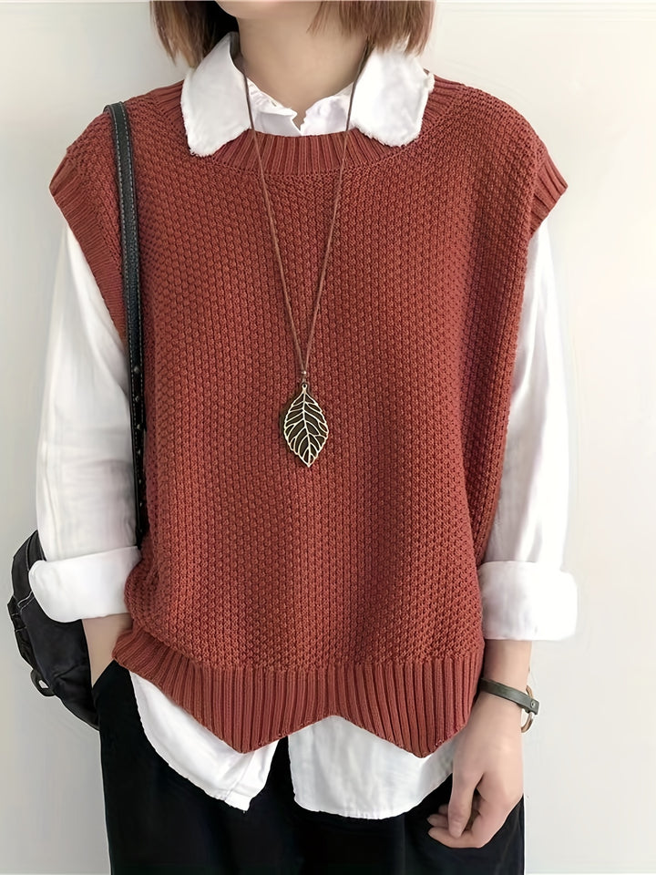 Leyla – Ärmellose Strickweste mit Rundhalsausschnitt