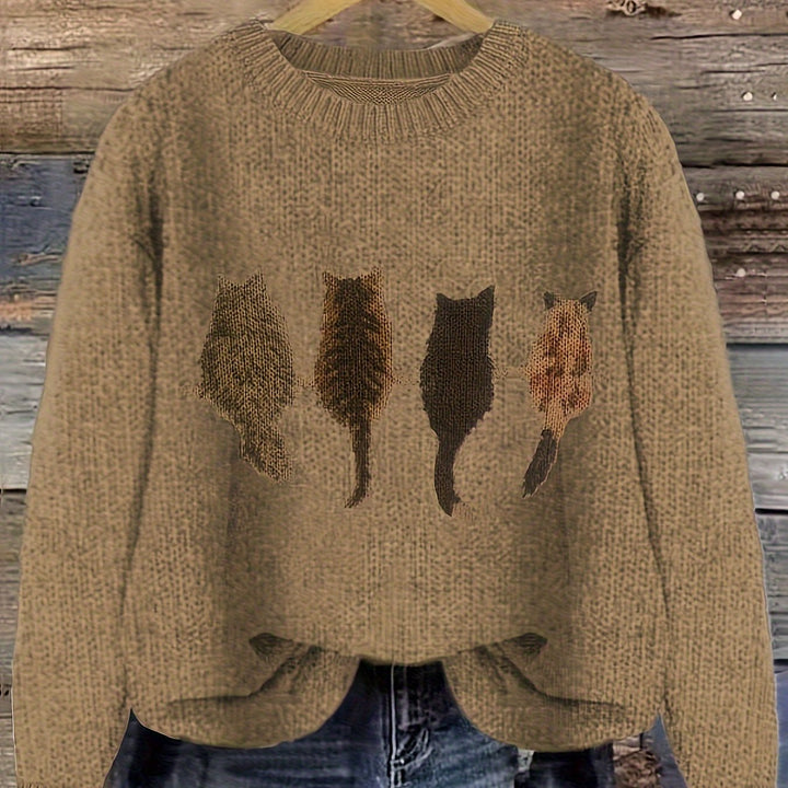 Ginny – Damen Pullover mit Katzen-Print