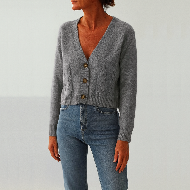 Lune – Kurzgeschnittener V-Ausschnitt Strick-Cardigan