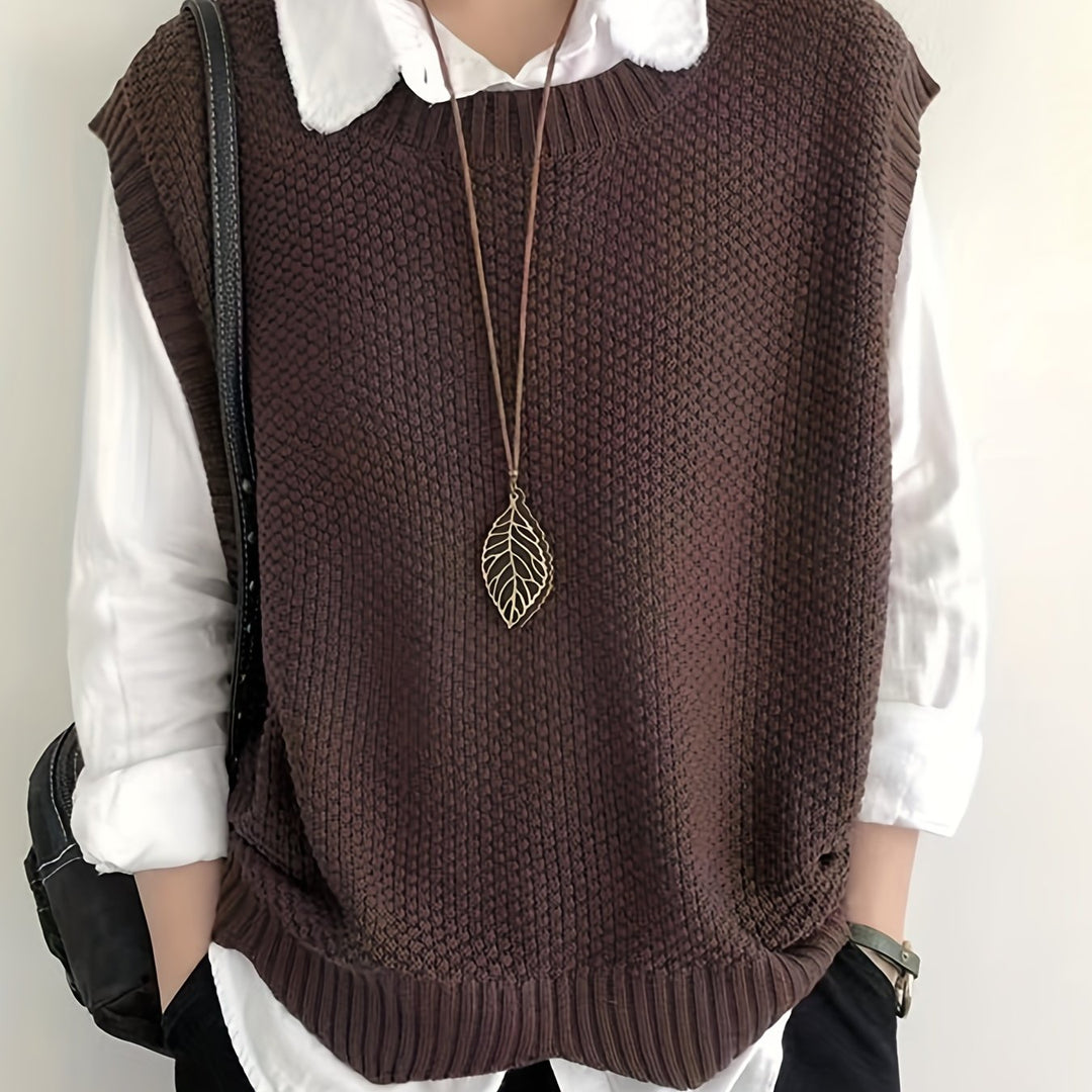 Leyla – Ärmellose Strickweste mit Rundhalsausschnitt