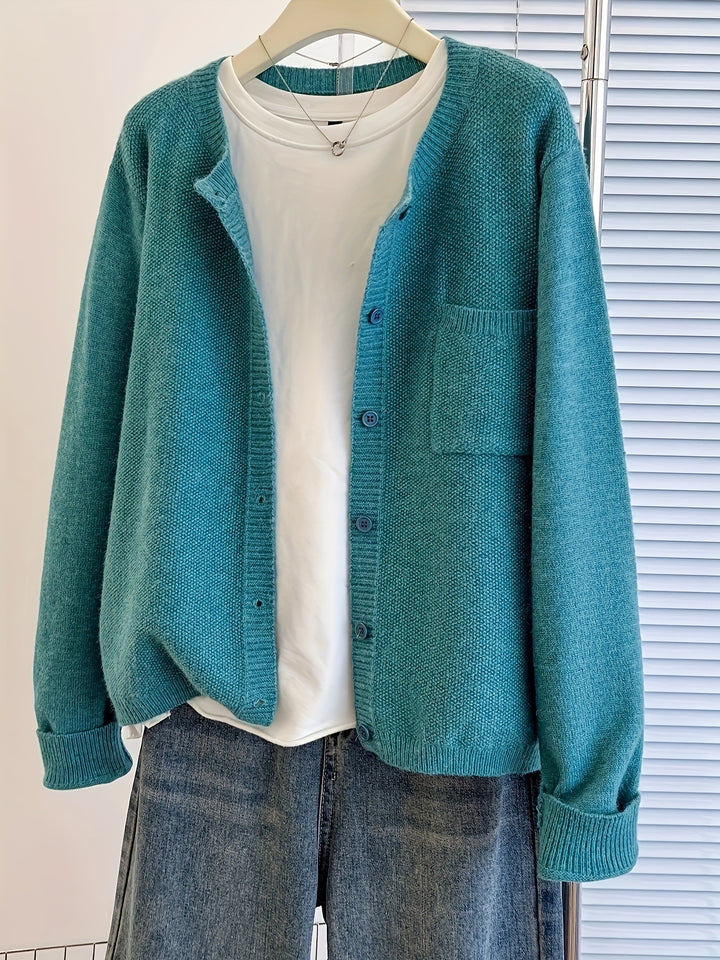 Anja – Lockerer Cardigan mit Knopfleiste & Taschen