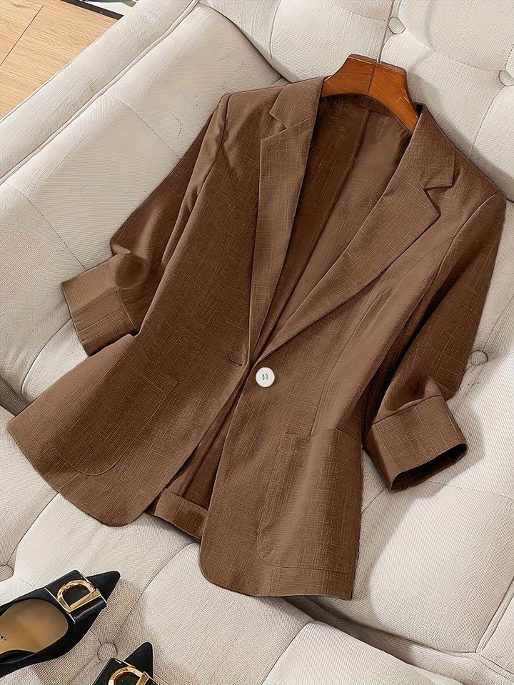 Letisha – Damen Leichter Beiger Blazer mit Reverskragen