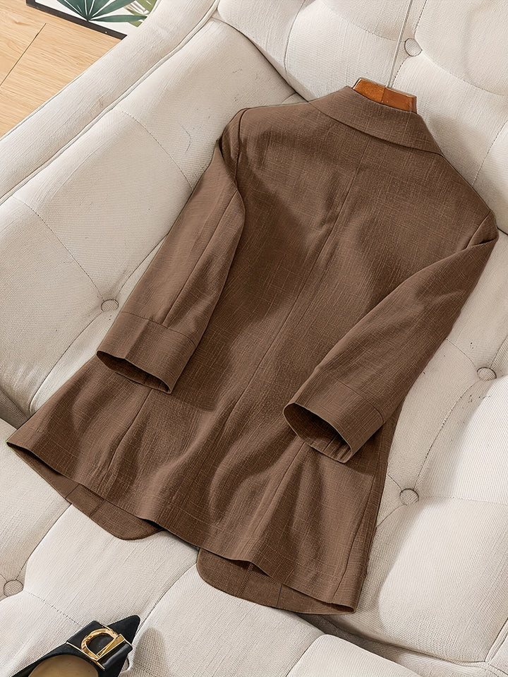 Letisha – Damen Leichter Beiger Blazer mit Reverskragen