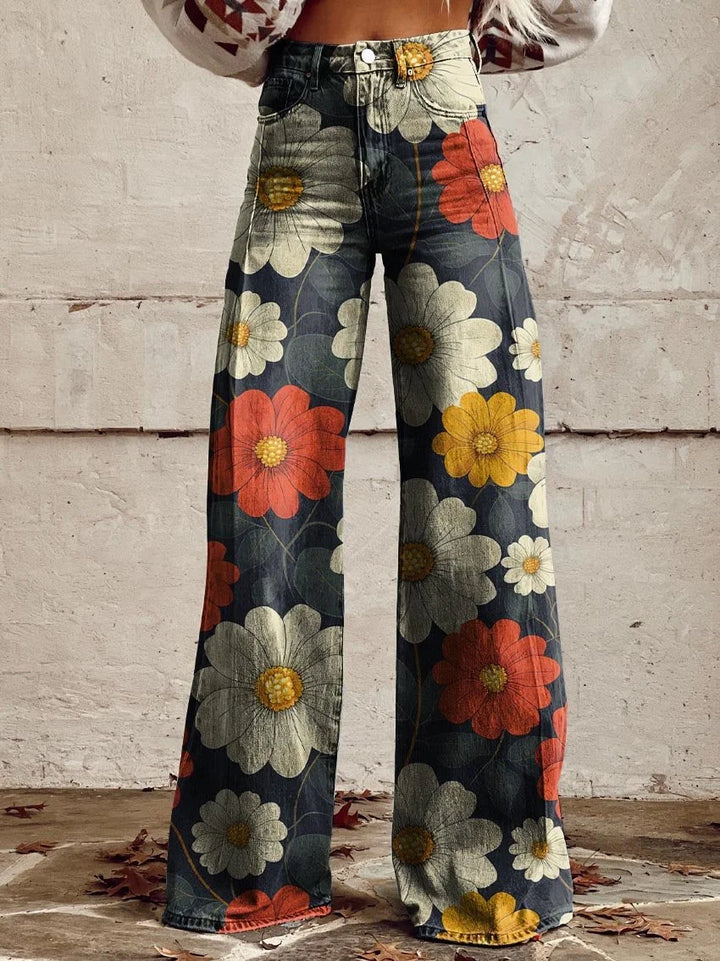 Lettie  – Hose mit weitem Bein und künstlerischem Muster
