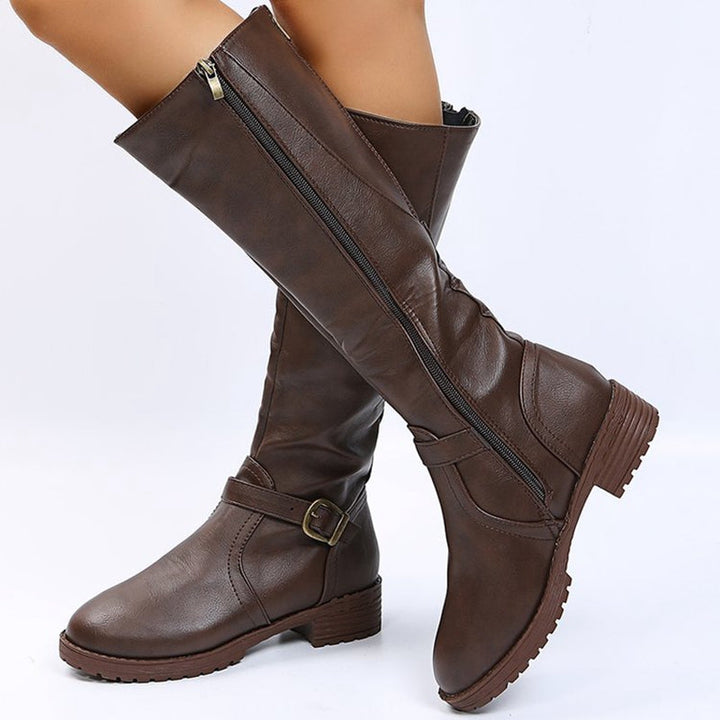 Kate – Lange Stiefel mit Schnalle und Reissverschluss (Ausverkauf 2024)