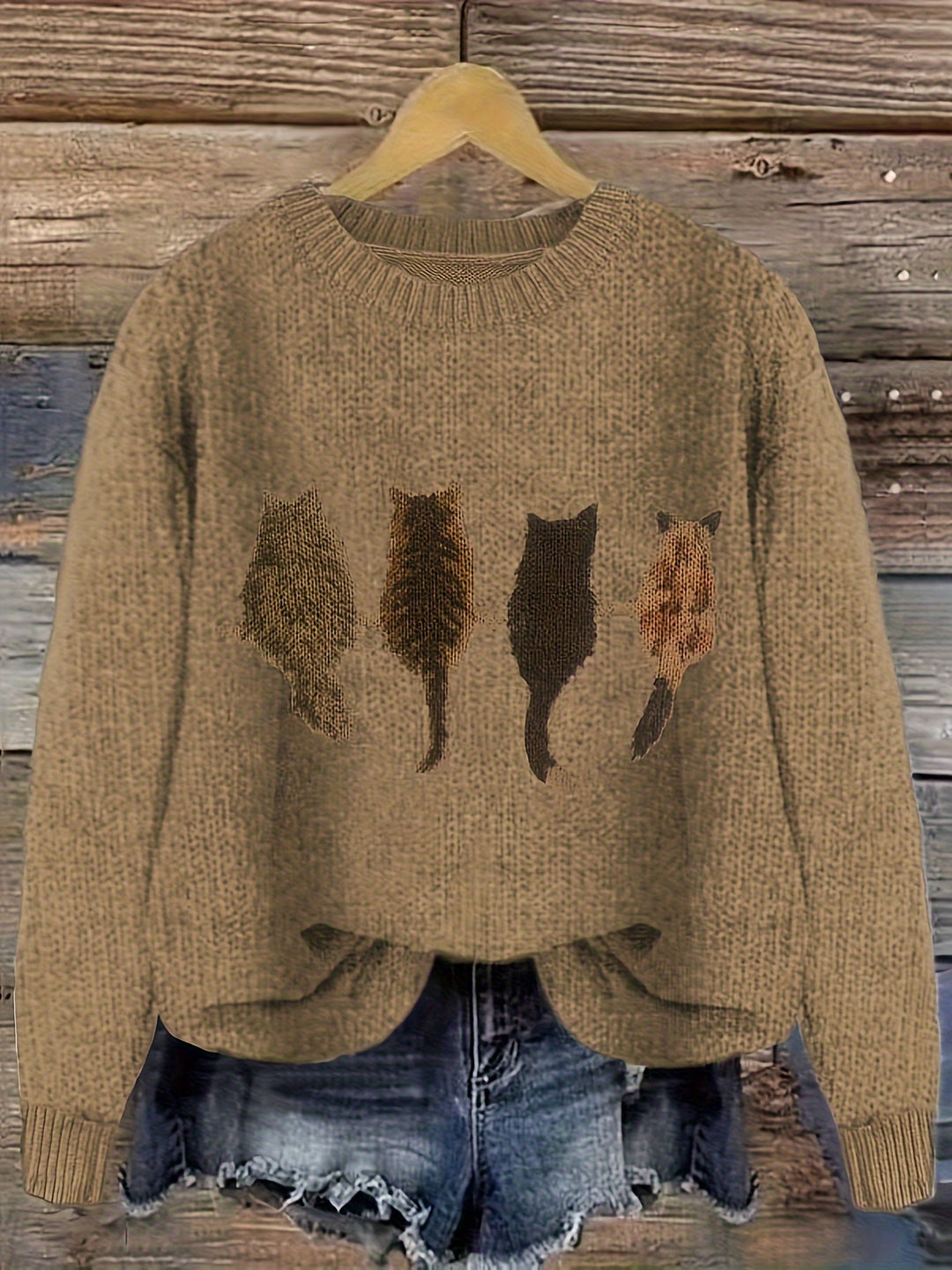 Ginny – Damen Pullover mit Katzen-Print