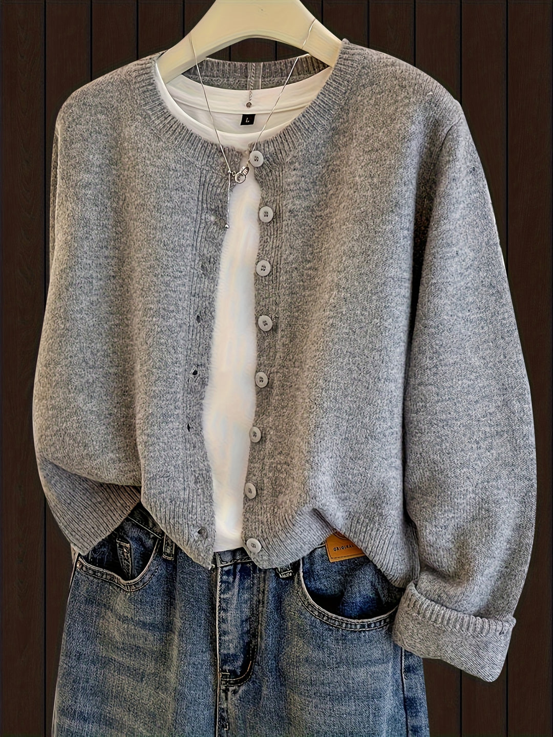 Beatriz – Damen Kurzcardigan mit Knopfleiste in Grau