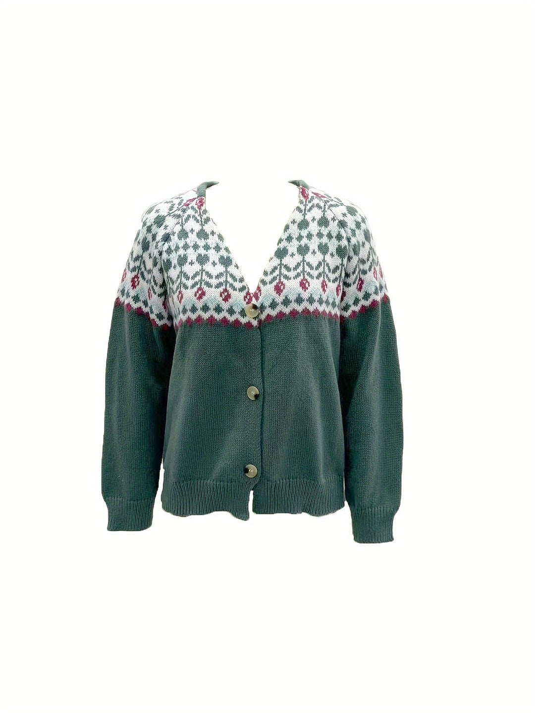 Perlah – Damen V-Ausschnitt-Cardigan im Color-Block-Look mit Knopfdetails