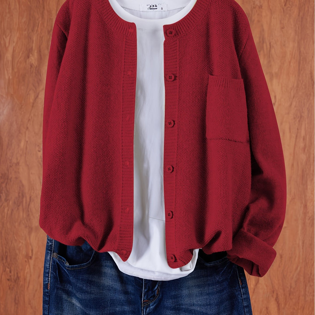 Anja – Lockerer Cardigan mit Knopfleiste & Taschen