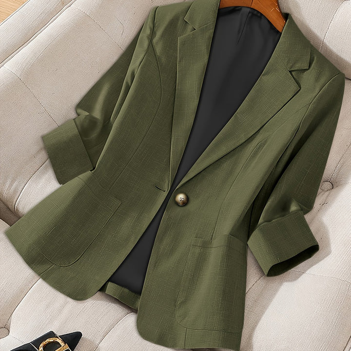 Anisa – Damenjacke in Uni-Farbe mit Knopfleiste und Taschen