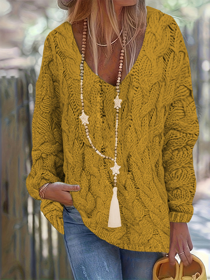 Alina | Grobstrick V-Ausschnitt Pullover für Herbst & Winter