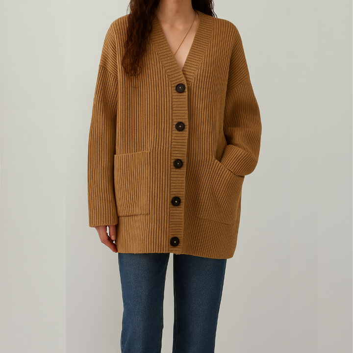 Megara – Lässige Strickjacke mit V-Ausschnitt