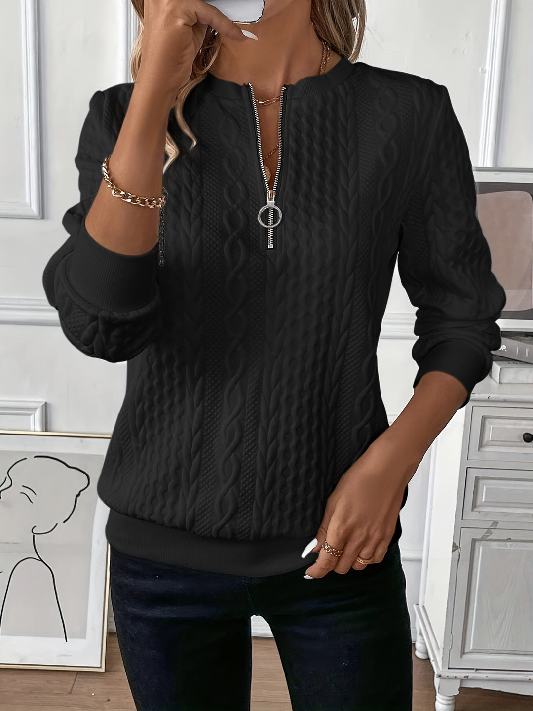 Romy | Eleganter Pullover mit Reißverschluss