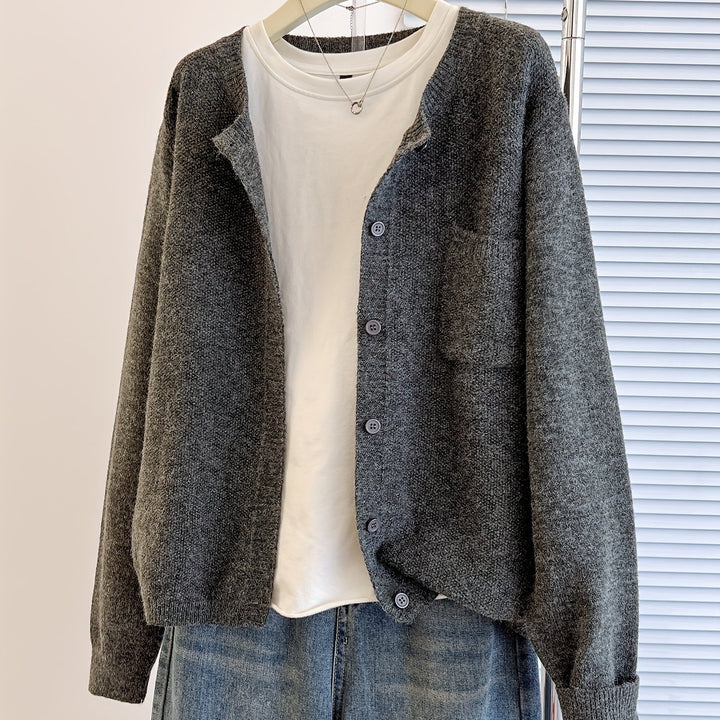 Anja – Lockerer Cardigan mit Knopfleiste & Taschen
