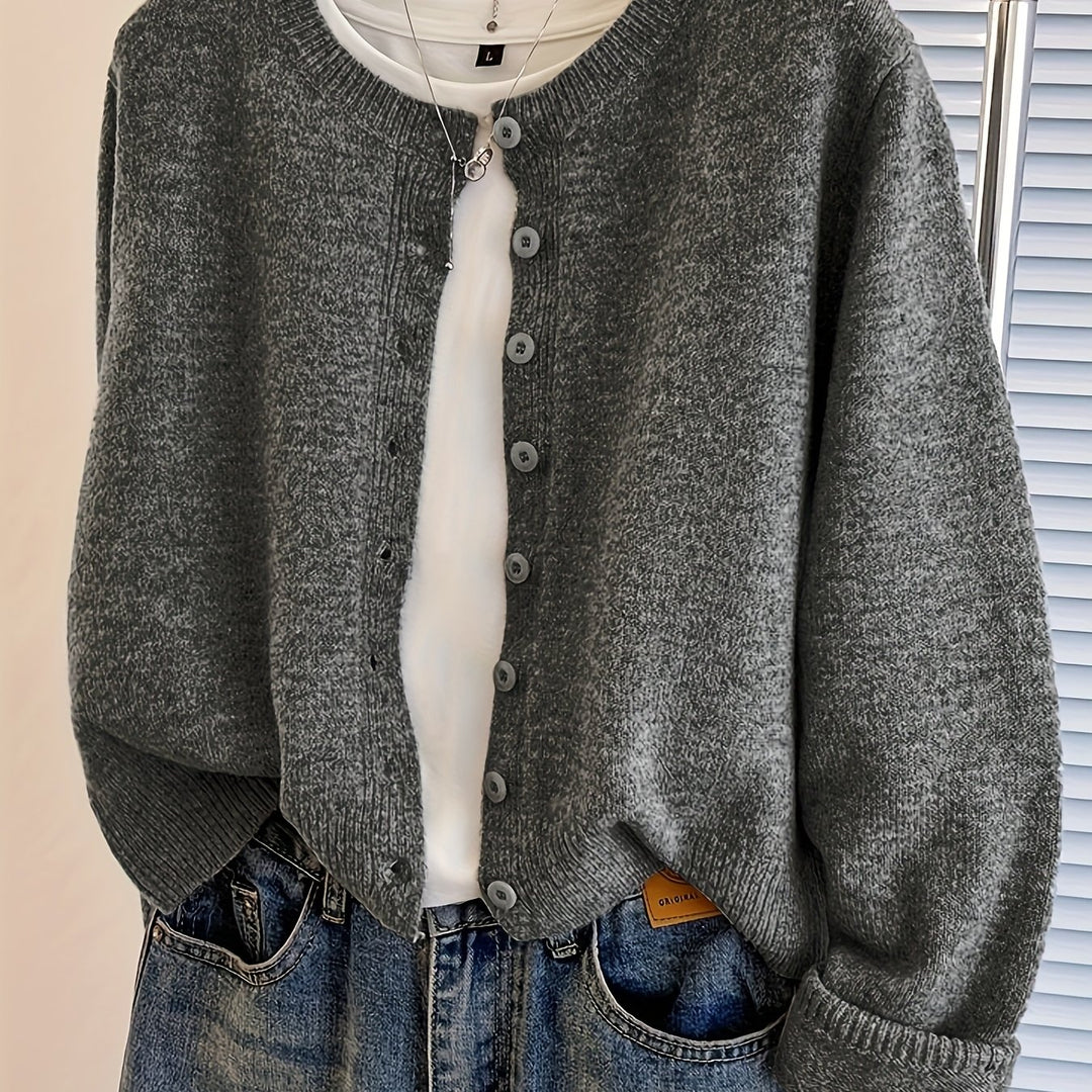 Beatriz – Damen Kurzcardigan mit Knopfleiste in Grau