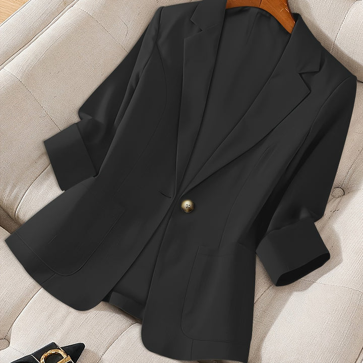 Anisa – Damenjacke in Uni-Farbe mit Knopfleiste und Taschen