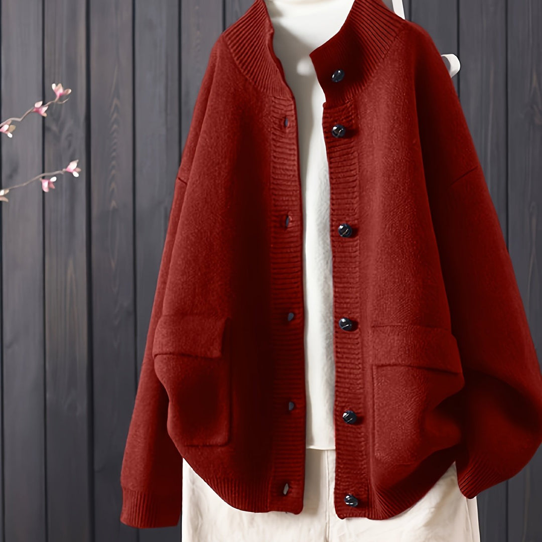 Arina – Damen Strickcardigan mit Knopfleiste und langen Ärmeln