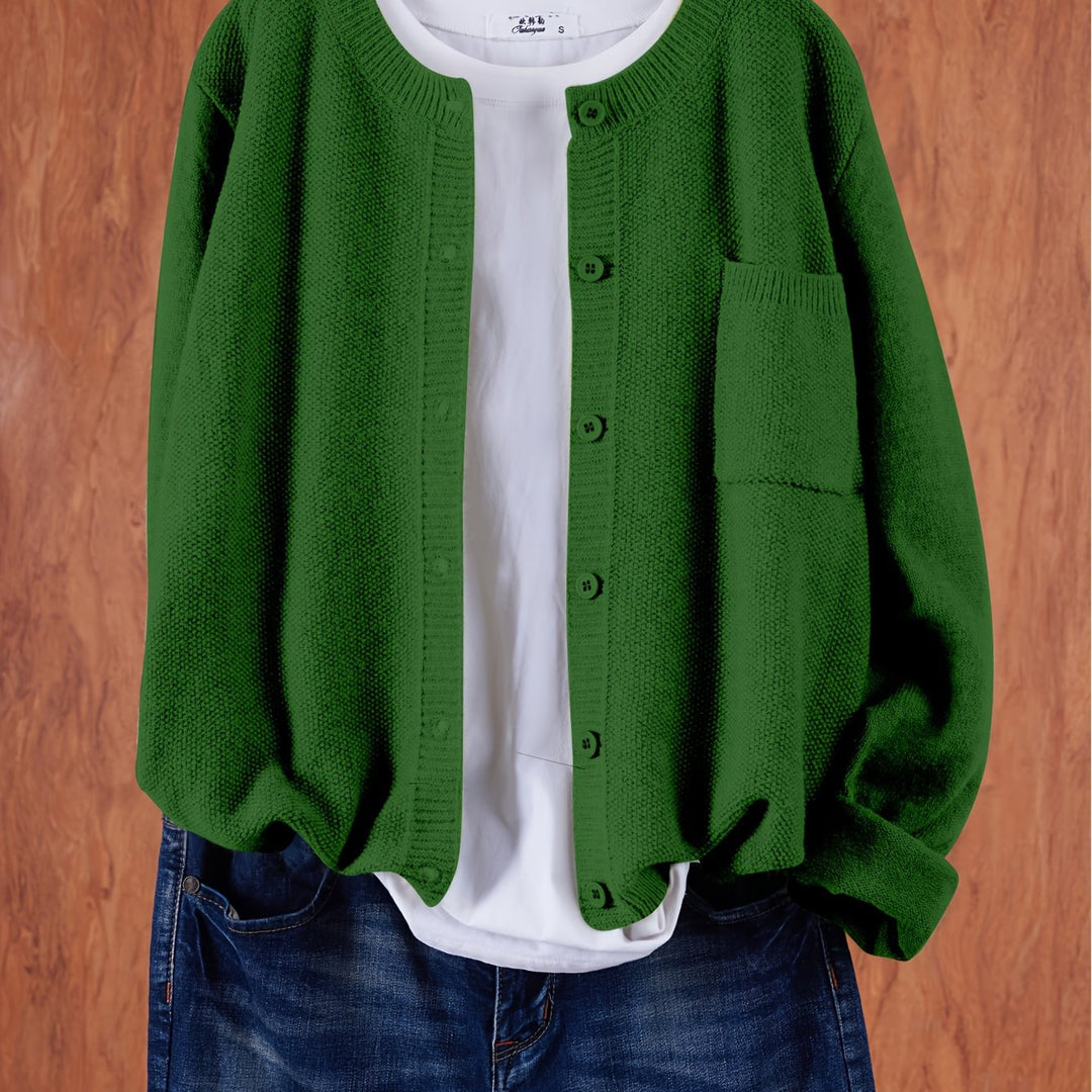 Anja – Lockerer Cardigan mit Knopfleiste & Taschen