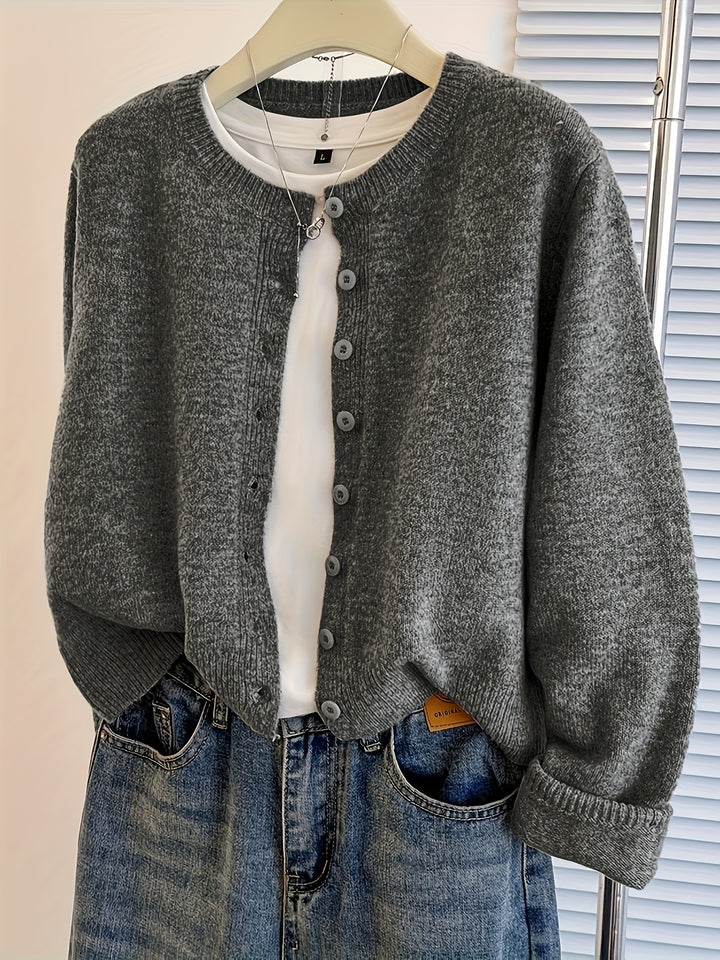 Beatriz – Damen Kurzcardigan mit Knopfleiste in Grau
