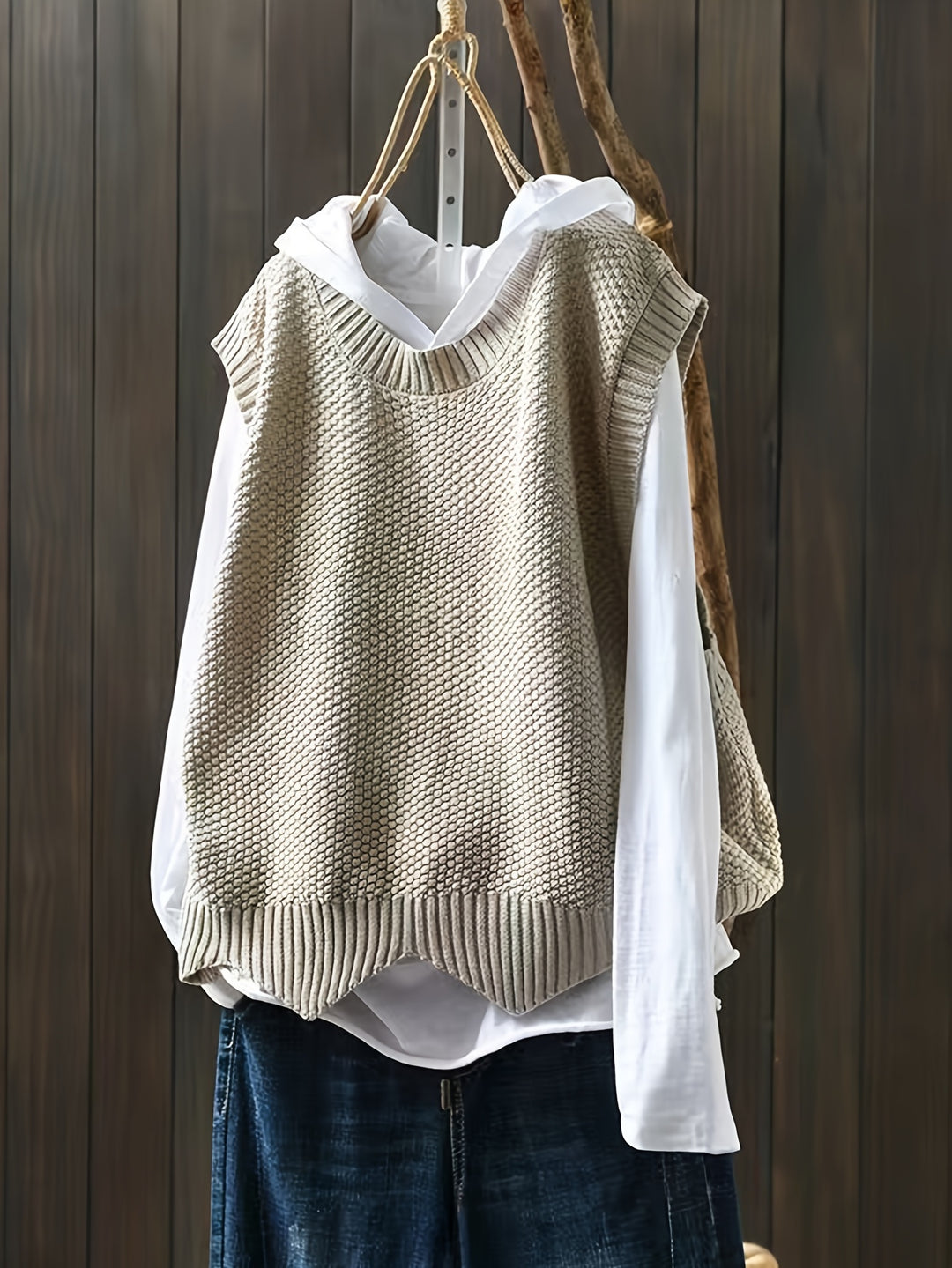 Inara – Damen ärmellose Strickweste mit Rundhalsausschnitt
