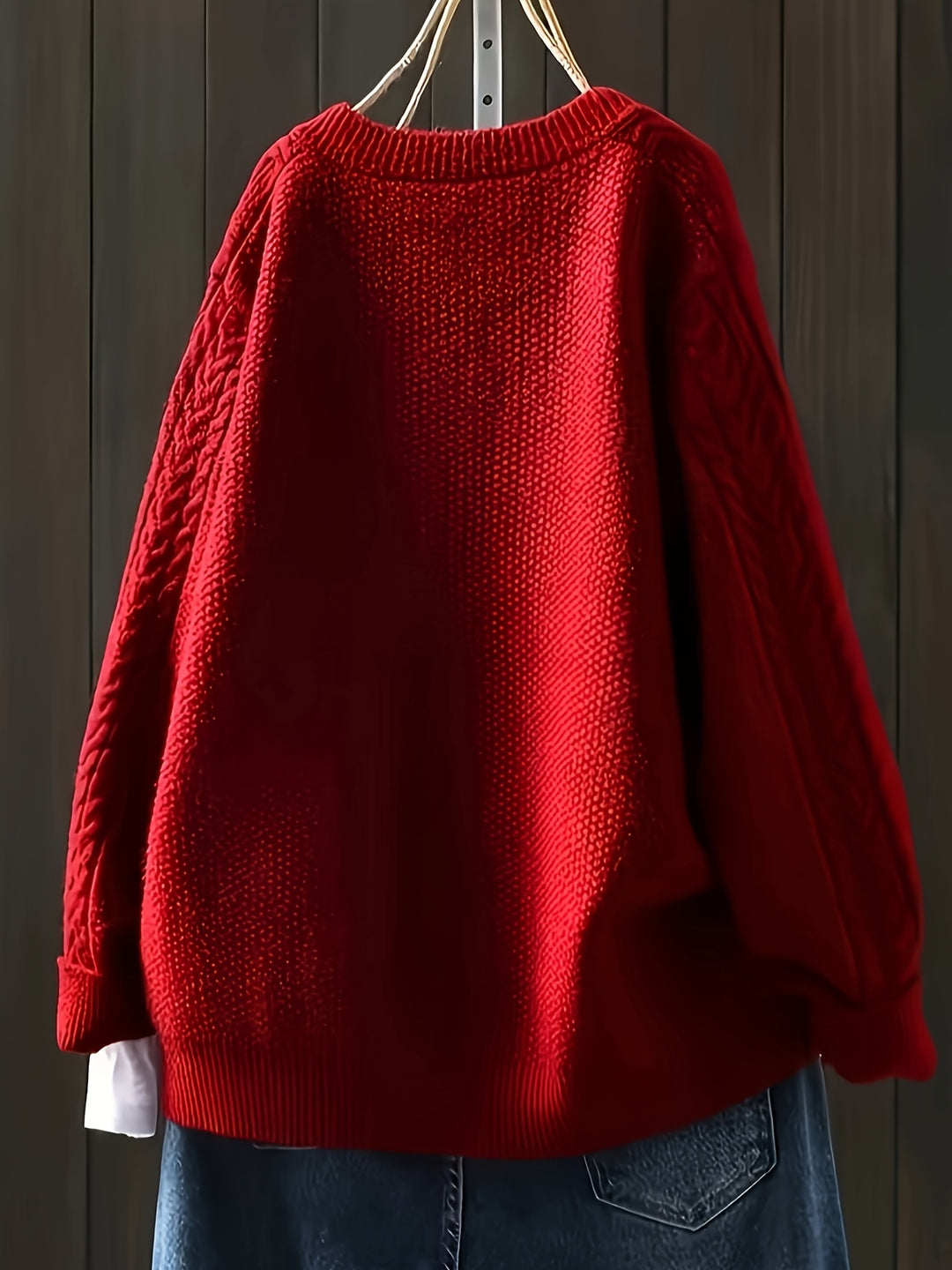 Soraya – Festlicher Roter Strick-Cardigan mit Offenem Schnitt