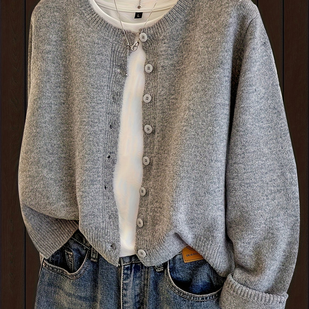 Beatriz – Damen Kurzcardigan mit Knopfleiste in Grau