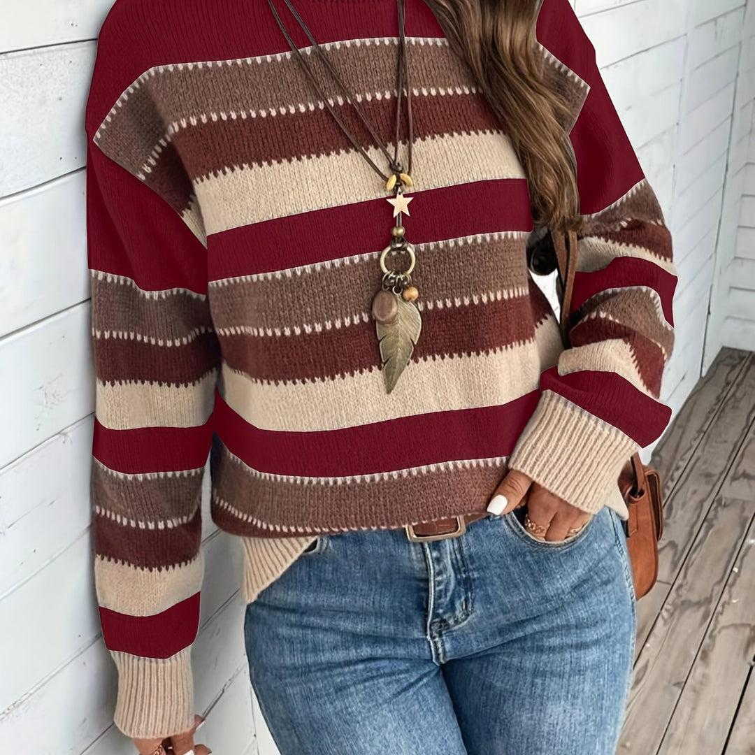 Luana | Farbblock Crew-Sweater mit Rundhalsausschnitt für Herbst & Winter