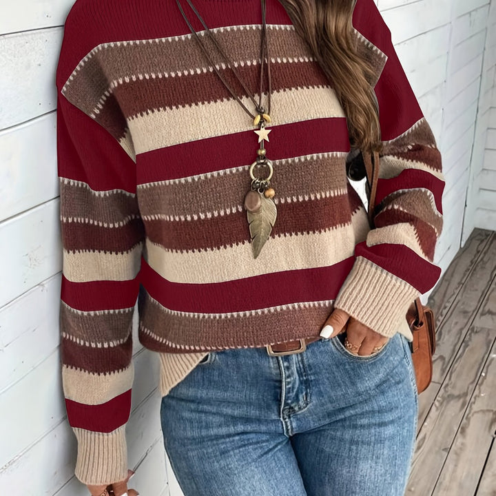 Luana | Farbblock Crew-Sweater mit Rundhalsausschnitt für Herbst & Winter