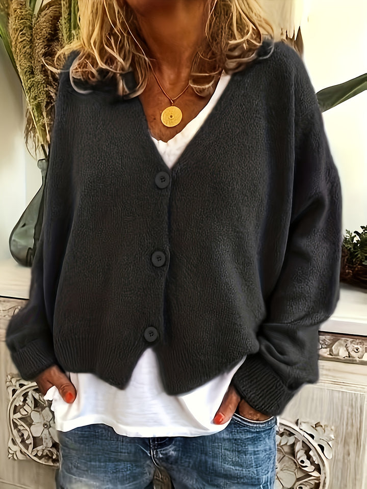 Sorel – Elegante Damen-V-Ausschnitt-Cardigan mit Knopfleiste