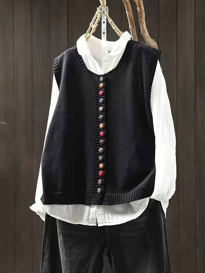 Gianna – Farbiger Knopf-Strickwesten-Style
