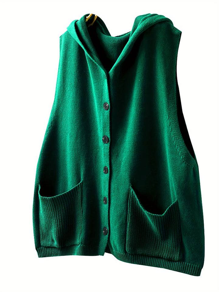 Medina – Retro-Style Cardigan mit Kapuze, Knopfleiste & Taschen
