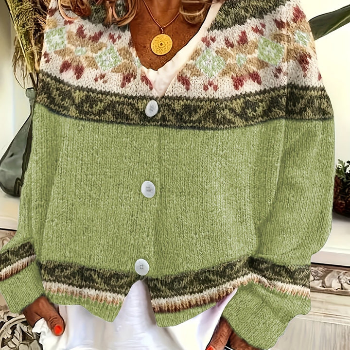 Liezel – Damen Color-Block-Cardigan mit gestreiftem Design