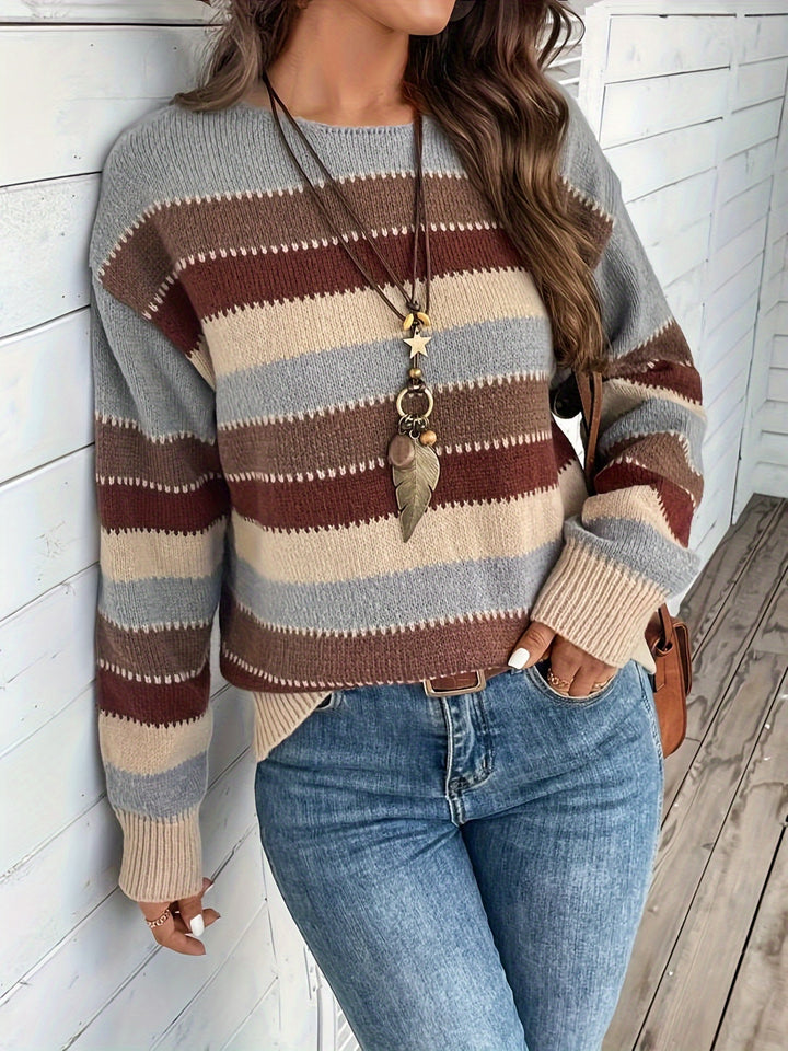 Luana | Farbblock Crew-Sweater mit Rundhalsausschnitt für Herbst & Winter