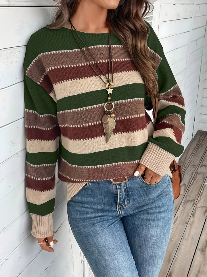 Luana | Farbblock Crew-Sweater mit Rundhalsausschnitt für Herbst & Winter