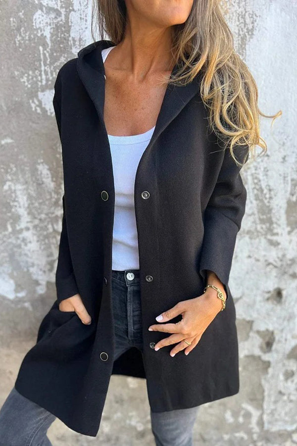 Elena | Lässige Kapuzenjacke mit Knopfleiste & langen Ärmeln
